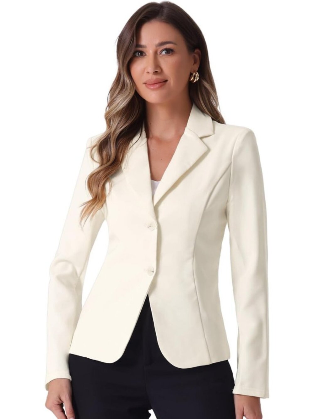 Chic Women's Office Blazer - Stretch Lapel, Long Sleeve, Perfect for Work